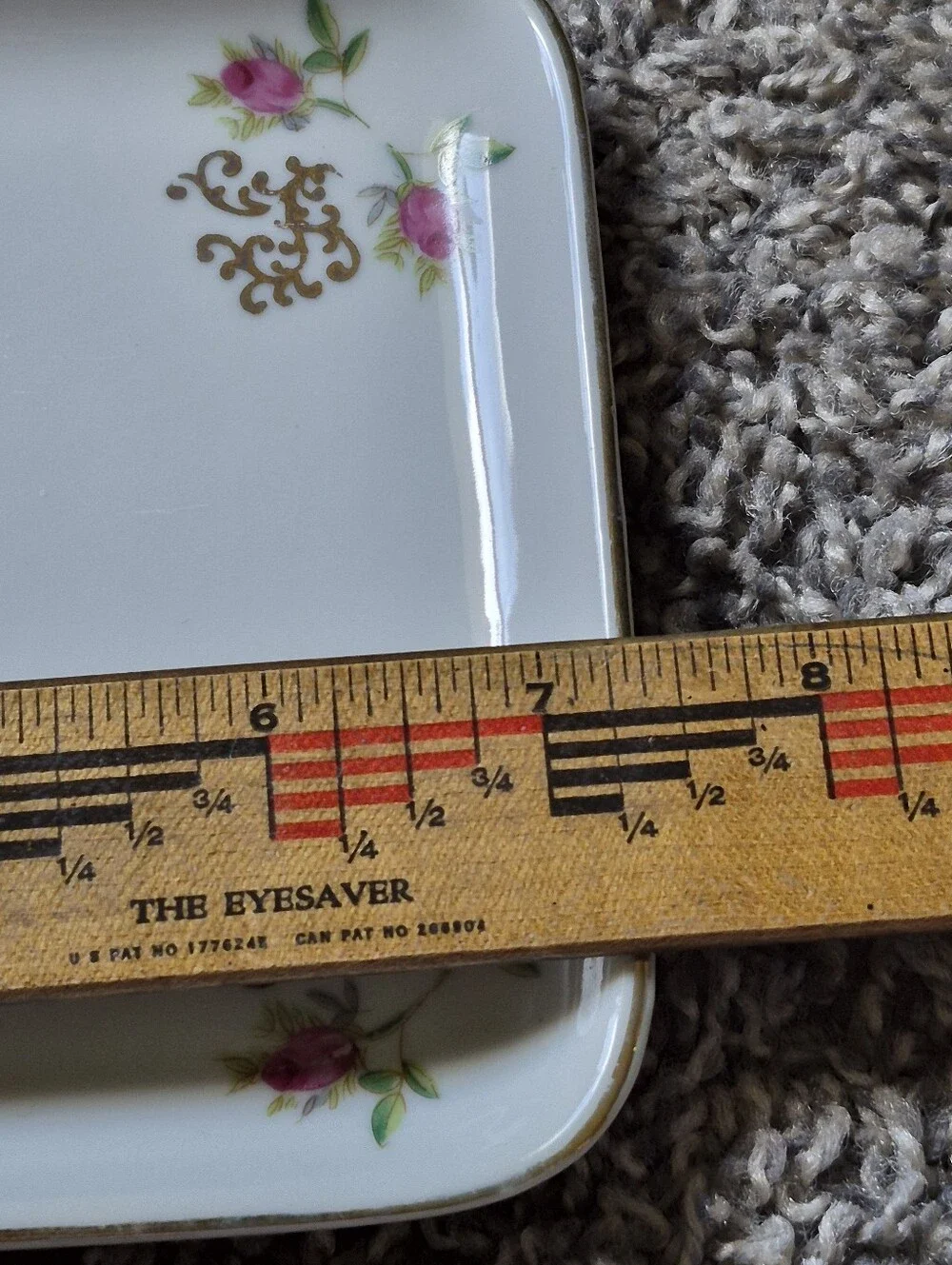 Floral I.W. Rice Company Pink Rose Gold-Accented Porcelain Dresser Tray